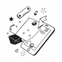 Mobile Phone with Holographic Home Office Icon and Connectivity Icon concept as A photo depicting a mobile phone with a glossy glowing holographic home office icon and connectivity pure Set 8 vector