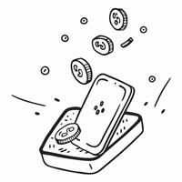 Mobile phone with holographic silver coins and Dhanteras text isolated on white background concept as Camera movement Pan across the mobile phone screen displaying holographic silv pure Set 2 vector