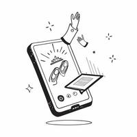 Mobile phone with holographic Lakshmi feet and Dhanteras text isolated on white background concept as Camera movement Pan across the mobile phone screen displaying holographic Laks pure Set 2 vector