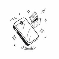Mobile phone with holographic wealth symbols and Dhanteras text isolated on white background concept as Camera movement Pan across the mobile phone screen displaying holographic we pure vector