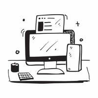 Monitor and Desk Organizer Isolated concept as A image featuring a monitor and a desk organizer isolated on a white background Great for depicting an efficient and organize pure Set 7 vector