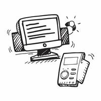 Monitor and Keyboard with Remote Work Text concept as A monitor and keyboard with Remote Work text on a white background symbolizing the central tools for remote work Camera captu pure vector