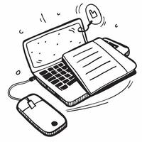 Mouse Pad and Laptop with Remote Work Text concept as A mouse pad and laptop with Remote Work text on a white background highlighting the ergonomic setup for remote work Camera ca pure Set 4 vector