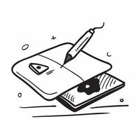 Mouse Pad and Stylus Pen Isolated concept as A image of a mouse pad and stylus pen isolated on a white background Ideal for a tech forward and creative home office setup i pure Set 4 vector