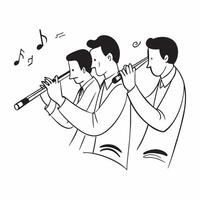 Musicians playing glossy flutes for Sharad Purnima concept as Camera movement Pan across the musicians playing flutes Scene Isolated stage with glossy flutes Detail Glossy polish pure vector