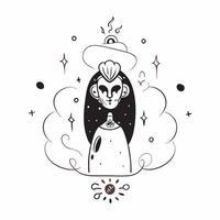 Neon Catrina Figure with Glowing Floral Elements concept as A digital artwork featuring a neon Catrina figure adorned with glowing floral elements set against an abstract backgroun pure vector