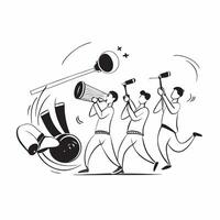Musicians performing with glossy instruments for Sharad Purnima concept as Camera movement Pan across the musicians performing Scene Isolated stage with glossy instruments Detail pure vector