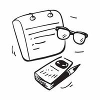 Notebook and Glasses with Remote Work Text concept as A notebook and glasses with Remote Work text on a white background highlighting the importance of vision and note taking in re pure Set 2 vector