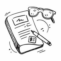 Notebook and Glasses with Remote Work Text concept as A notebook and glasses with Remote Work text on a white background highlighting the importance of vision and note taking in re pure Set 4 vector