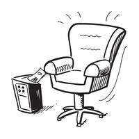 Office chair and Comfort text isolated on white background concept as Camera movement Zoom into the office chair and text Scene Isolated white background with sleek and modern des pure Set 2 vector