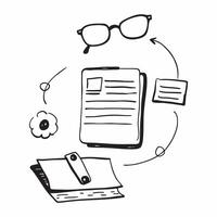 Notebook and Glasses with Remote Work Text concept as A notebook and glasses with Remote Work text on a white background highlighting the importance of vision and note taking in re pure Set 3 vector