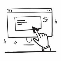 Online Presentation Icon concept as A presentation screen with a pointer symbolizing virtual presentations isolated on a white background to emphasize the simplicity of the design pure vector
