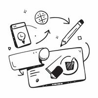 Online Teaching Tools Isolated Set concept as A set of isolated icons representing online teaching tools including a laptop whiteboard and tablet on a white backgroun pure vector