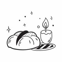 Pan de Muerto and Candle Isolated concept as A design featuring a traditional pan de muerto alongside a lit candle both isolated on a white background This clean and pure vector