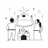 People decorating homes with Diwali lights and glossy effects concept as Camera movement Pan across the decorations and happy faces Scene Glossy illuminated background with vibran pure vector