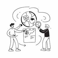 People with Earth and Climate Change Data concept as A group of people analyzing climate change data with an earth model set against a fantastical background offering ample space f pure vector