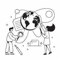 People with Earth and Climate Change Research concept as A group of people conducting climate change research with an earth model set against a dreamy background offering ample spa pure vector