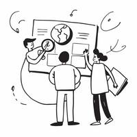 People with Earth and Eco friendly Project Proposals concept as A group of people presenting eco friendly project proposals with an earth model set against a whimsical background o pure Set 2 vector