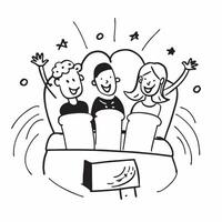 People with Enchanted Meeting Chairs and Smiling Faces concept as A group of people sitting on enchanted meeting chairs with smiling faces set against a dreamy background offering pure Set 3 vector