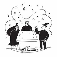 People with Enchanted Meeting Tables and Luminous Smiles concept as A group of people gathered around an enchanted meeting table with luminous smiles set against a fantastical back pure Set 3 vector