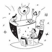 People with Enchanted Office Environments and Smiling Faces concept as A group of people in enchanted office environments with smiling faces set against a whimsical background offe pure Set 3 vector
