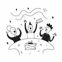 People with Enchanted Picnic and Smiling Faces concept as A group of people enjoying an enchanted picnic with smiling faces set against a whimsical background offering ample space pure Set 2 vector