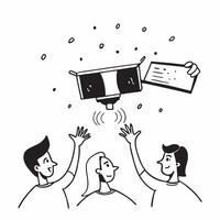 People with Enchanted Projectors and Beaming Faces concept as A group of people using enchanted projectors with beaming faces set against a dreamy background offering ample space f pure Set 2 vector