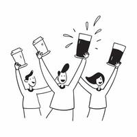 People with Floating Coffee Cups and Joyful Expressions concept as A group of people holding floating coffee cups with joyful expressions set against a fantastical background offer pure Set 2 vector