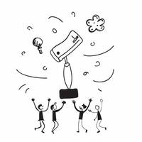 People with Floating Meeting Tools and Joyful Expressions concept as A group of people using floating meeting tools with joyful expressions set against a whimsical background offer pure Set 2 vector