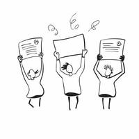 People with Floating Offer Letters and Joyful Faces concept as A group of people holding floating offer letters with joyful faces set against a whimsical background offering ample pure Set 2 vector