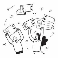 People with Floating Order Forms and Joyful Faces concept as A group of people holding floating order forms with joyful faces set against a dreamy background offering ample space f pure vector