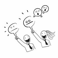 People with Floating Performance Reviews and Joyful Expressions concept as A group of people holding floating performance reviews with joyful expressions set against a dreamy backg pure Set 2 vector