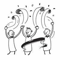 People with Floating Ribbons and Joyful Faces concept as A group of people playing with floating ribbons with joyful faces set against a dreamy background offering ample space for pure Set 3 vector