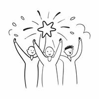 People with Floating Stars and Joyful Faces concept as A group of people holding floating stars with joyful faces set against a whimsical background offering ample space for text o pure Set 2 vector