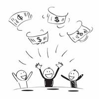 People with Flying Dollar Bills and Luminous Smiles concept as A group of people with flying dollar bills and luminous smiles set against an ethereal background offering ample spac pure Set 2 vector
