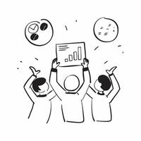 People with Glowing Appraisal Charts and Joyful Faces concept as A group of people holding glowing appraisal charts with joyful faces set against a dreamy background offering ample pure Set 2 vector
