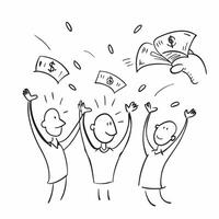 People with Flying Dollar Bills and Luminous Smiles concept as A group of people with flying dollar bills and luminous smiles set against an ethereal background offering ample spac pure Set 3 vector