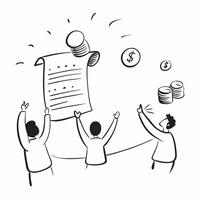People with Glowing Coins and Radiant Bank Statements concept as A group of people with glowing coins and radiant bank statements set against a dreamy background offering ample spa pure Set 2 vector
