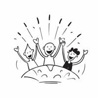 People with Glowing Community and Joyful Expressions concept as A group of people in a glowing community with joyful expressions set against a fantastical background offering ample pure vector