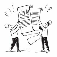 People with Glowing Employment Contracts and Joyful Expressions concept as A group of people holding glowing employment contracts with joyful expressions set against a fantastical pure vector