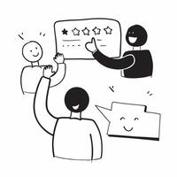 People with Glowing Feedback Tools and Joyful Faces concept as A group of people using glowing feedback tools with joyful faces set against a whimsical background offering ample sp pure Set 2 vector