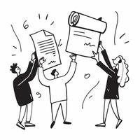 People with Glowing Employment Contracts and Joyful Expressions concept as A group of people holding glowing employment contracts with joyful expressions set against a fantastical pure Set 3 vector