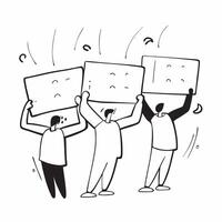 People with Glowing Hiring Boards and Joyful Expressions concept as A group of people using glowing hiring boards with joyful expressions set against a fantastical background offer pure vector