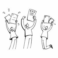 People with Glowing Hiring Checklists and Joyful Expressions concept as A group of people holding glowing hiring checklists with joyful expressions set against a fantastical backgr pure Set 3 vector