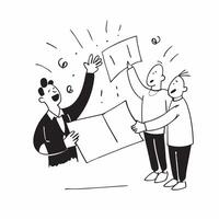 People with Glowing Job Fairs and Joyful Expressions concept as A group of people at a glowing job fair with joyful expressions set against a fantastical background offering ample pure Set 2 vector