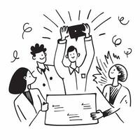 People with Glowing Job Fairs and Joyful Expressions concept as A group of people at a glowing job fair with joyful expressions set against a fantastical background offering ample pure Set 3 vector