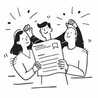 People with Glowing Job Fairs and Joyful Expressions concept as A group of people at a glowing job fair with joyful expressions set against a fantastical background offering ample pure vector