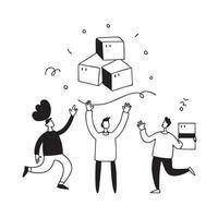 People with Glowing Logistics Platforms and Joyful Expressions concept as A group of people using glowing logistics platforms with joyful expressions set against a fantastical back pure Set 2 vector