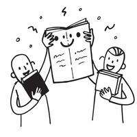 People with Glowing Meeting Agendas and Joyful Faces concept as A group of people holding glowing meeting agendas with joyful faces set against a whimsical background offering ampl pure Set 3 vector