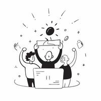 People with Glowing Office Decorations and Joyful Expressions concept as A group of people with glowing office decorations and joyful expressions set against a fantastical backgrou pure Set 2 vector